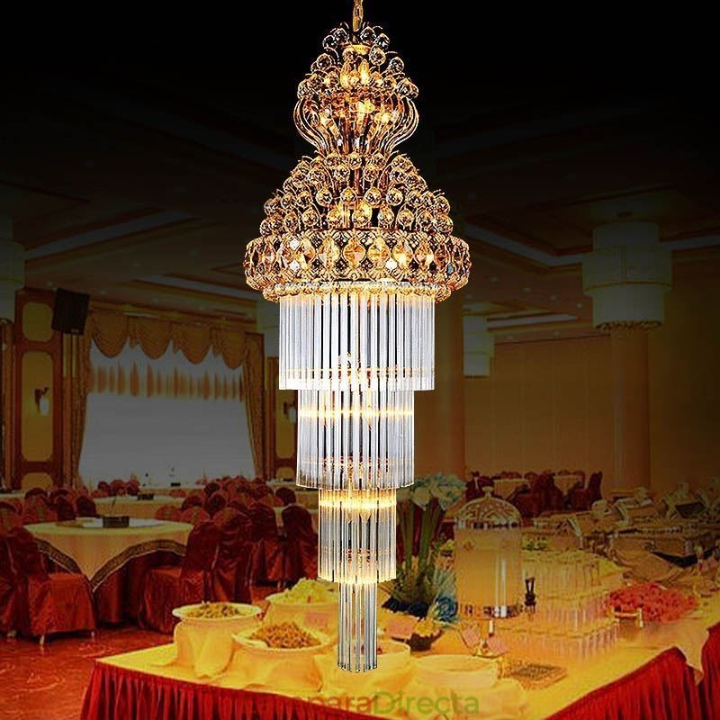 Lámpara colgante larga de lujo estilo imperio de cristal retro