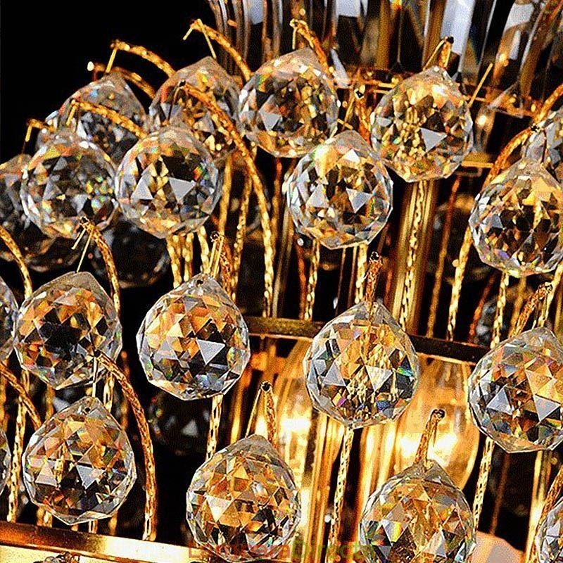 Lámpara colgante larga de lujo estilo imperio de cristal retro