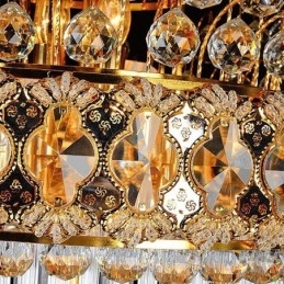 Lámpara colgante larga de lujo estilo imperio de cristal retro