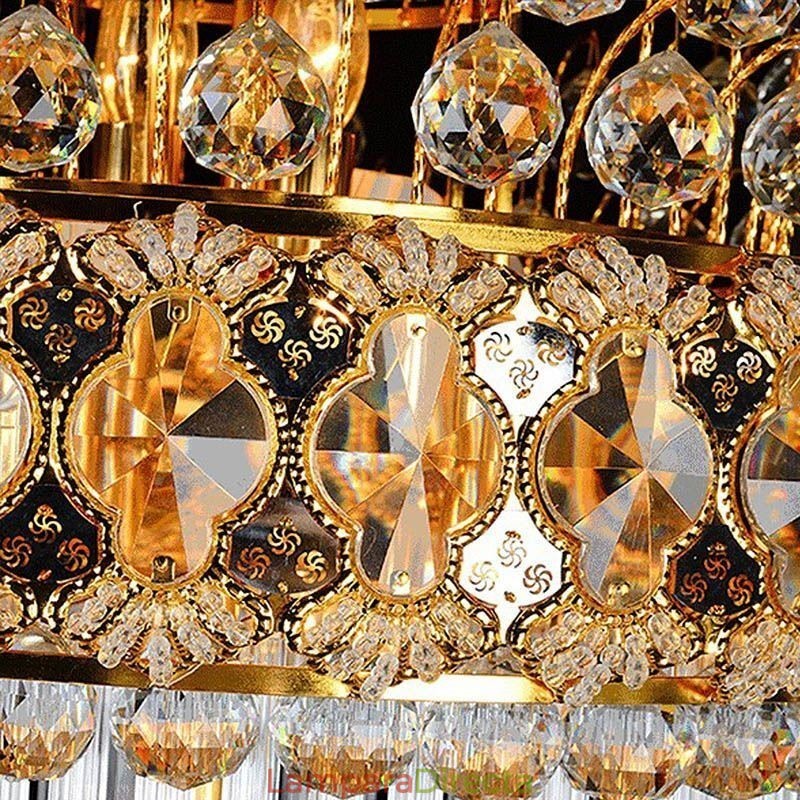 Lámpara colgante larga de lujo estilo imperio de cristal retro