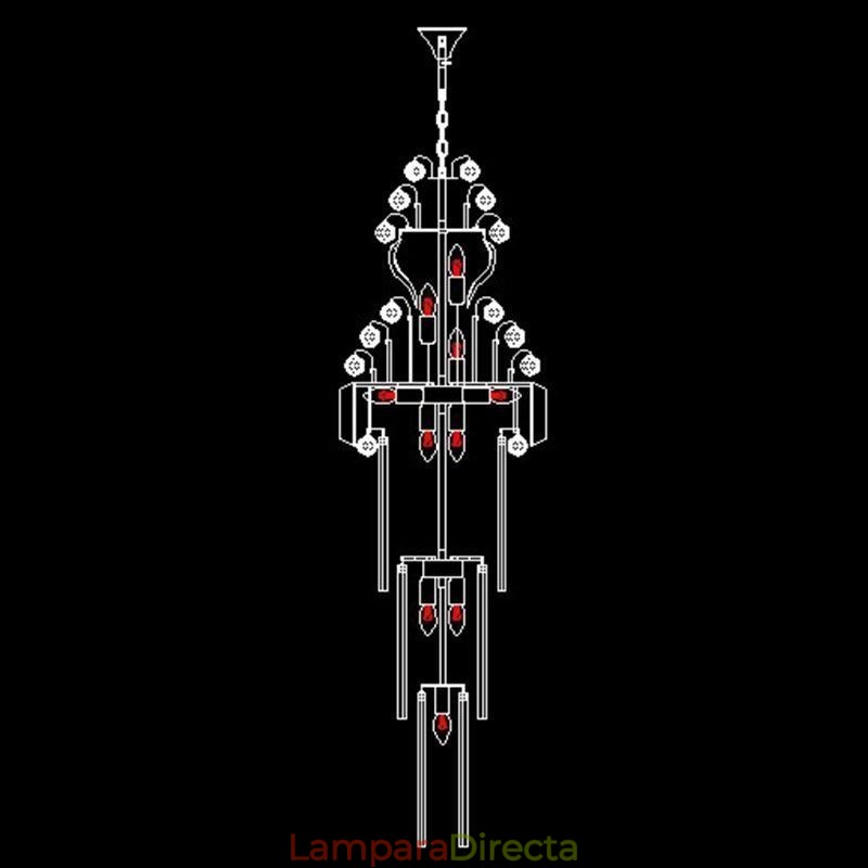 Lámpara colgante larga de lujo estilo imperio de cristal retro