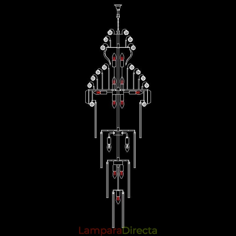 Lámpara colgante larga de lujo estilo imperio de cristal retro