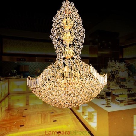 Lámpara colgante estilo imperio de cristal europeo, grande, color dorado Lámpara colgante estilo imperio de cristal europeo, grande, color dorado