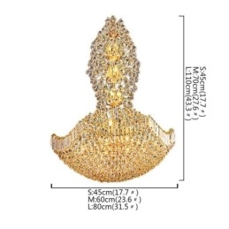 Lámpara colgante estilo imperio de cristal europeo, grande, color dorado