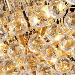 Lámpara colgante estilo imperio de cristal europeo, grande, color dorado