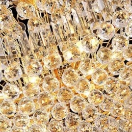 Lámpara colgante estilo imperio de cristal europeo, grande, color dorado