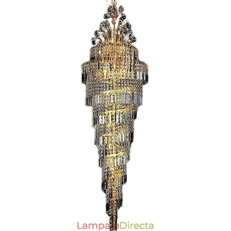 Elegante lámpara de araña de cristal estilo imperio, estilo europeo, de lujo, con colgante largo.