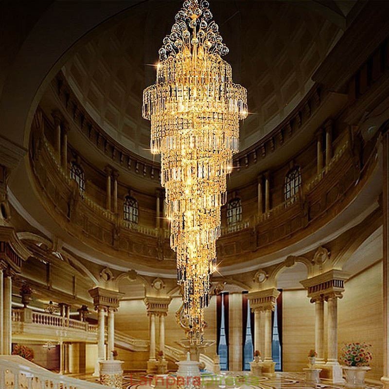 Elegante lámpara de araña de cristal estilo imperio, estilo europeo, de lujo, con colgante largo.