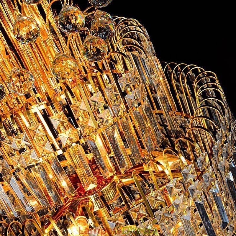Elegante lámpara de araña de cristal estilo imperio, estilo europeo, de lujo, con colgante largo.