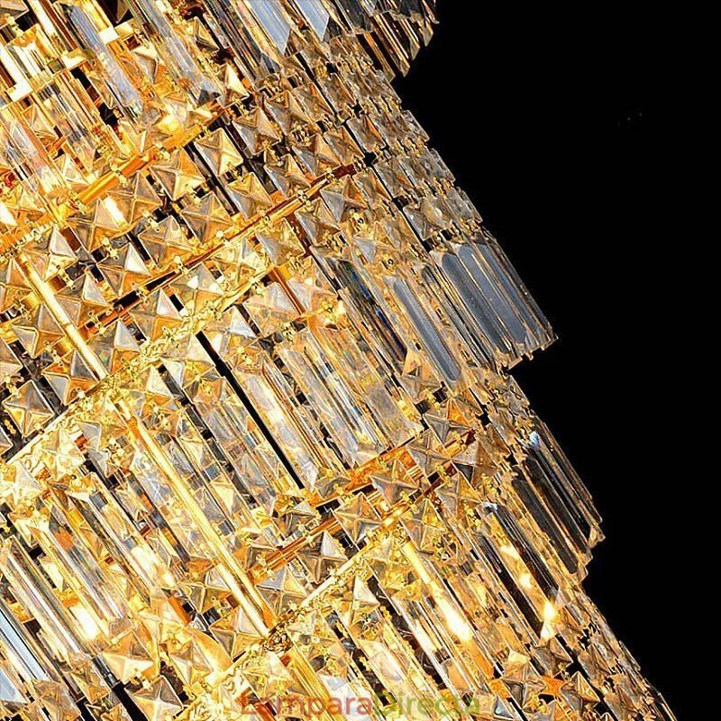 Elegante lámpara de araña de cristal estilo imperio, estilo europeo, de lujo, con colgante largo.