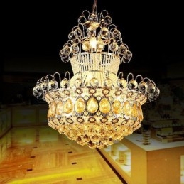 Lámpara colgante de cristal simple estilo imperio dorado moderno