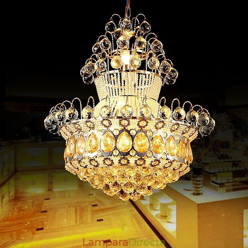 Lámpara colgante de cristal simple estilo imperio dorado moderno