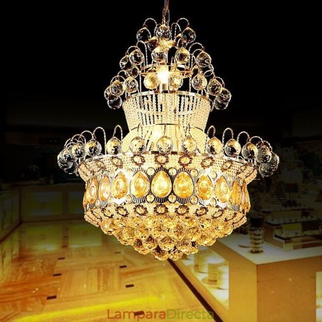 Lámpara colgante de cristal simple estilo imperio dorado moderno Lámpara colgante de cristal simple estilo imperio dorado moderno