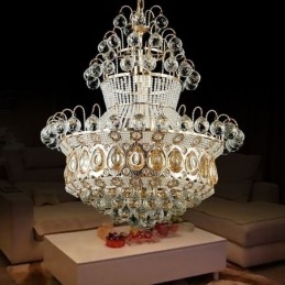 Lámpara colgante de cristal simple estilo imperio dorado moderno