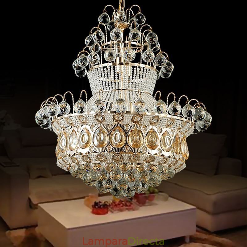 Lámpara colgante de cristal simple estilo imperio dorado moderno