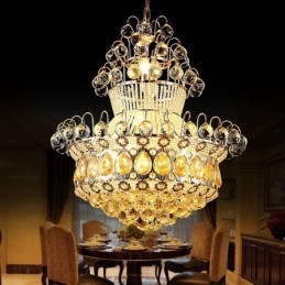 Lámpara colgante de cristal simple estilo imperio dorado moderno