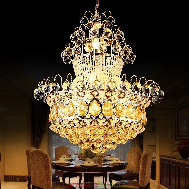 Lámpara colgante de cristal simple estilo imperio dorado moderno