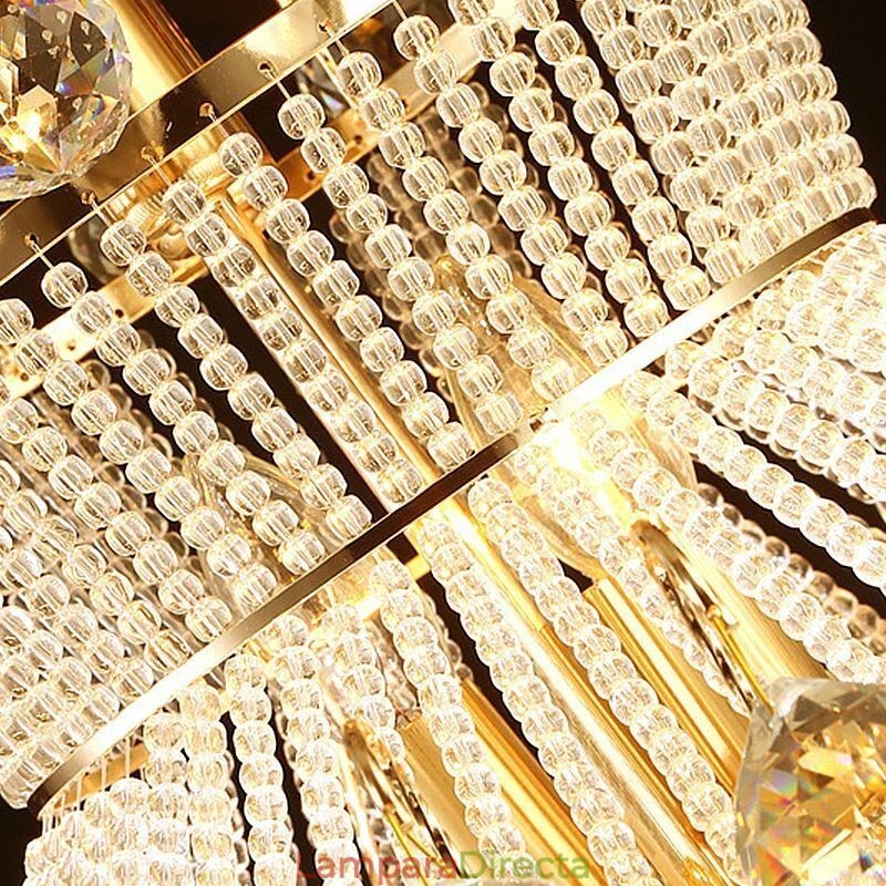 Lámpara colgante de cristal simple estilo imperio dorado moderno