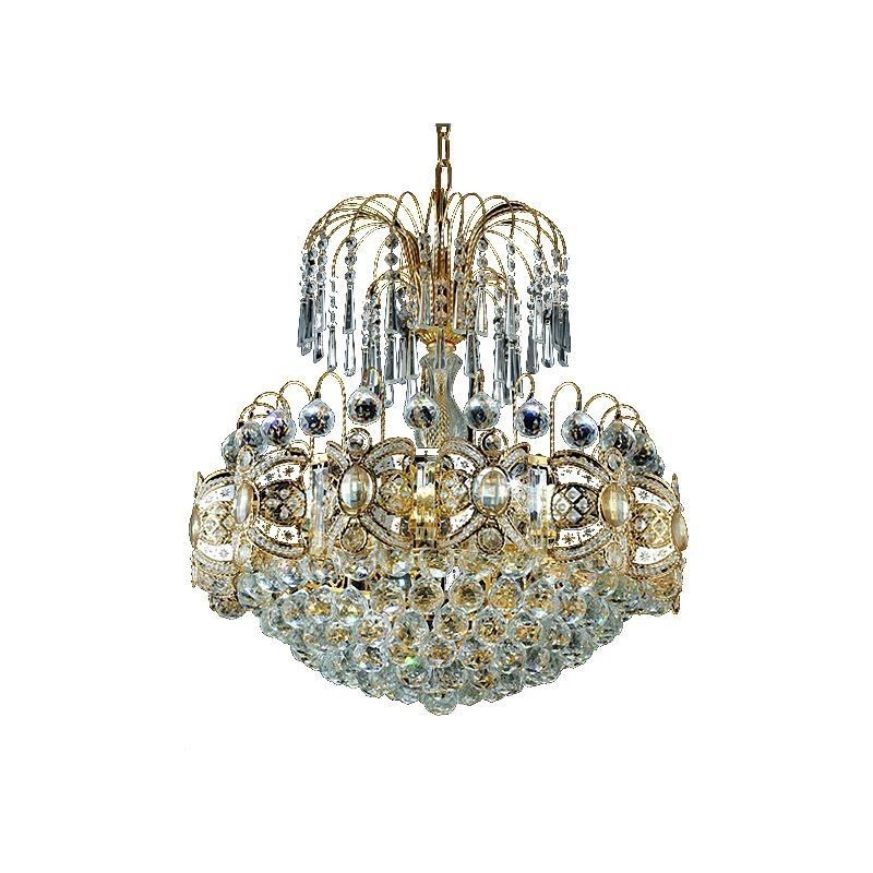 Lámpara colgante clásica de cristal color dorado con elegante diseño