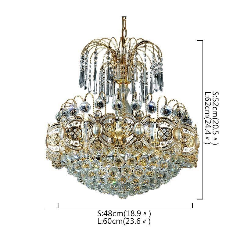 Lámpara colgante clásica de cristal color dorado con elegante diseño