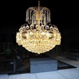 Lámpara colgante clásica de cristal color dorado con elegante diseño