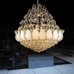 Lámpara colgante contemporánea de cristal estilo imperio color dorado Lotus