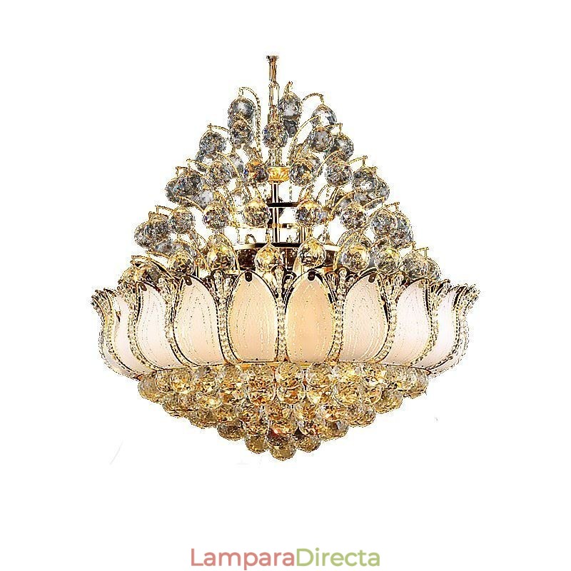 Lámpara colgante contemporánea de cristal estilo imperio color dorado Lotus