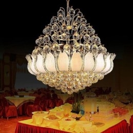 Lámpara colgante contemporánea de cristal estilo imperio color dorado Lotus