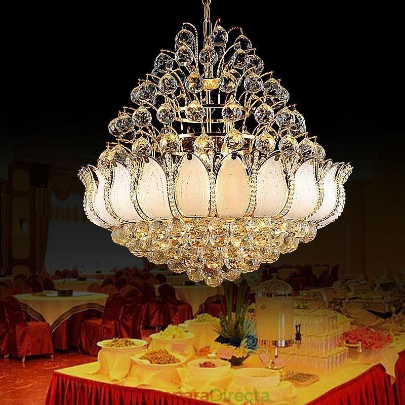 Lámpara colgante contemporánea de cristal estilo imperio color dorado Lotus