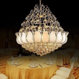 Lámpara colgante contemporánea de cristal estilo imperio color dorado Lotus