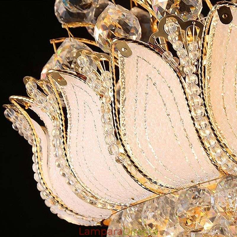 Lámpara colgante contemporánea de cristal estilo imperio color dorado Lotus