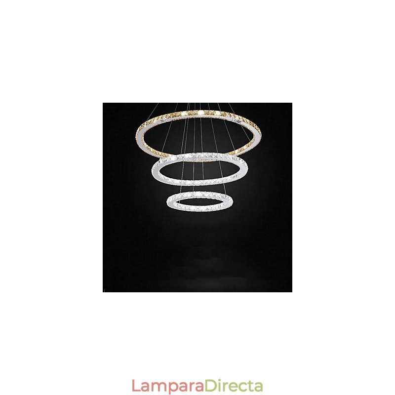Lámparas colgantes de cristal K9 ámbar y transparente, iluminación con 3 anillos