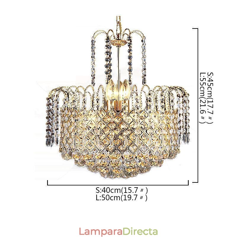 Lámpara colgante de cristal de lujo moderna y elegante