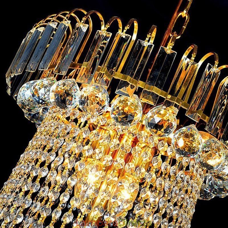 Elegante lámpara colgante de cristal europea, lámpara colgante larga, escalera dúplex
