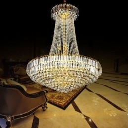 Elegante lámpara colgante de cristal europea, lámpara colgante larga, escalera dúplex