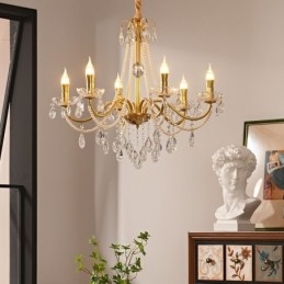 Lámpara colgante de cristal americano estilo rústico con diseño creativo de hierro.