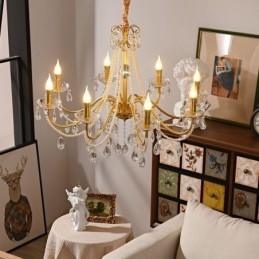 Lámpara colgante de cristal americano estilo rústico con diseño creativo de hierro.