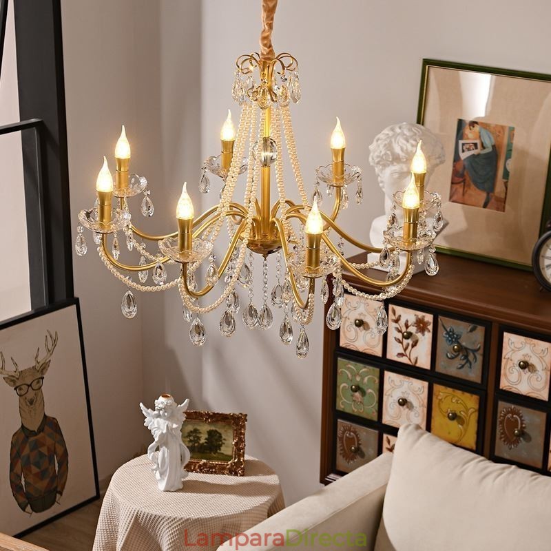 Lámpara colgante de cristal americano estilo rústico con diseño creativo de hierro.