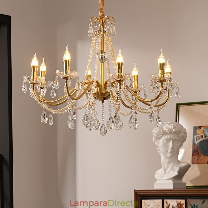 Lámpara colgante de cristal americano estilo rústico con diseño creativo de hierro.