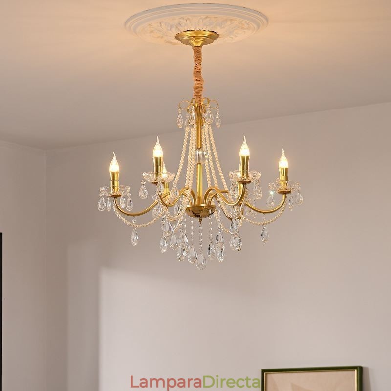 Lámpara colgante de cristal americano estilo rústico con diseño creativo de hierro.