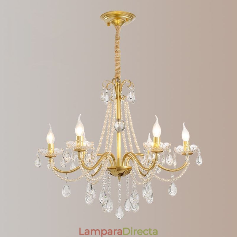 Lámpara colgante de cristal americano estilo rústico con diseño creativo de hierro.