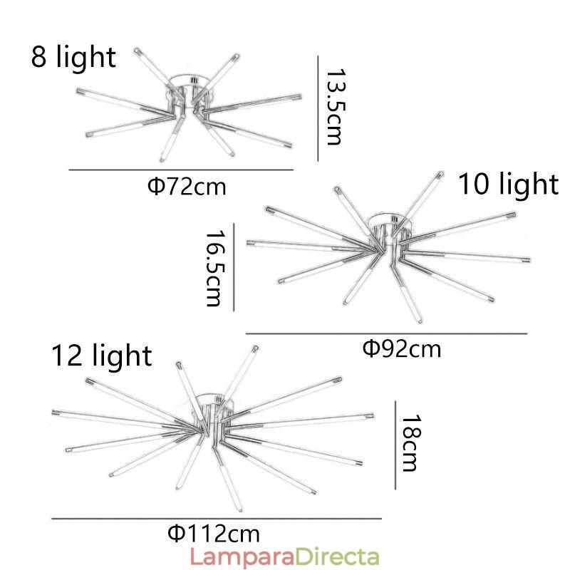 Lámpara de techo sencilla con diseño de fuegos artificiales y montaje empotrado
