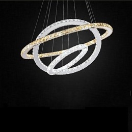 Lámparas colgantes de cristal K9 ámbar y transparente, iluminación con 3 anillos