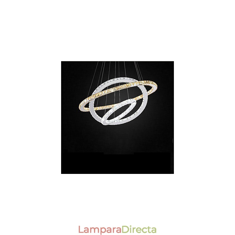 Lámparas colgantes de cristal K9 ámbar y transparente, iluminación con 3 anillos