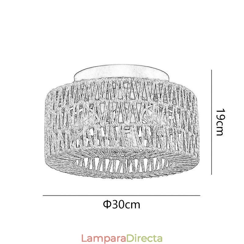 Lámpara de techo empotrada estilo rústico con diseño de jaula tejida americana