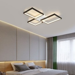 Lámpara de techo minimalista empotrada de 3 luces cuadradas, regulable sin escalonamientos, con control remoto de 60 W