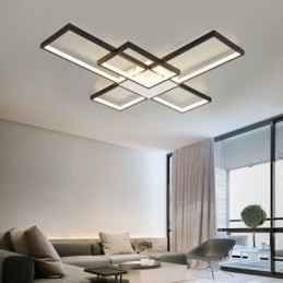 Lámpara de techo minimalista empotrada de cinco luces cuadradas, regulable sin escalonamientos con control remoto, 92 W