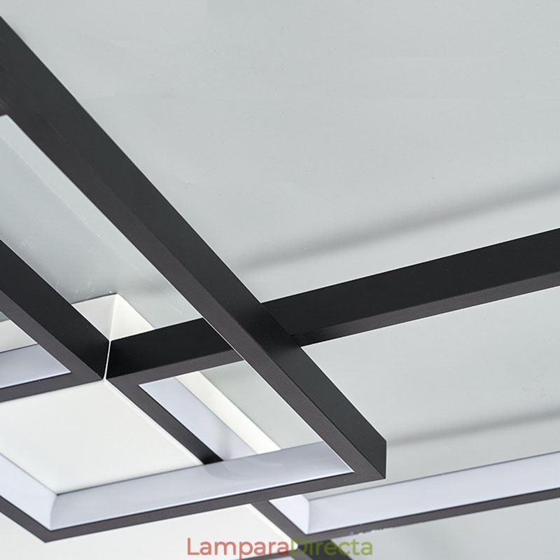 Lámpara de techo minimalista empotrada de cinco luces cuadradas, regulable sin escalonamientos con control remoto, 92 W