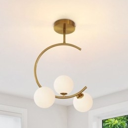 Lámpara de techo empotrada moderna y sencilla de tres luces, de cristal blanco lechoso, G9, 5 W