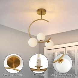 Lámpara de techo empotrada moderna y sencilla de tres luces, de cristal blanco lechoso, G9, 5 W
